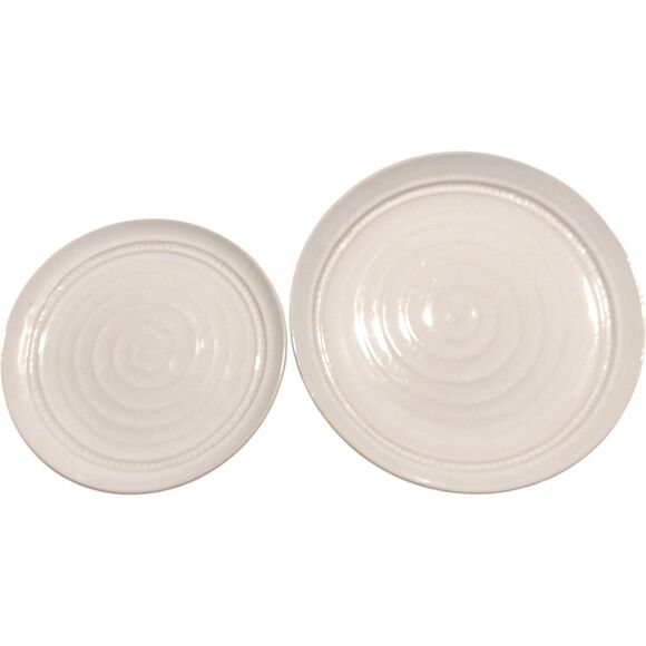 Artimino Venezia Tuscan White Cream Set of 2 Stoneware Pottery Plates Italy - Picture 7 of 12